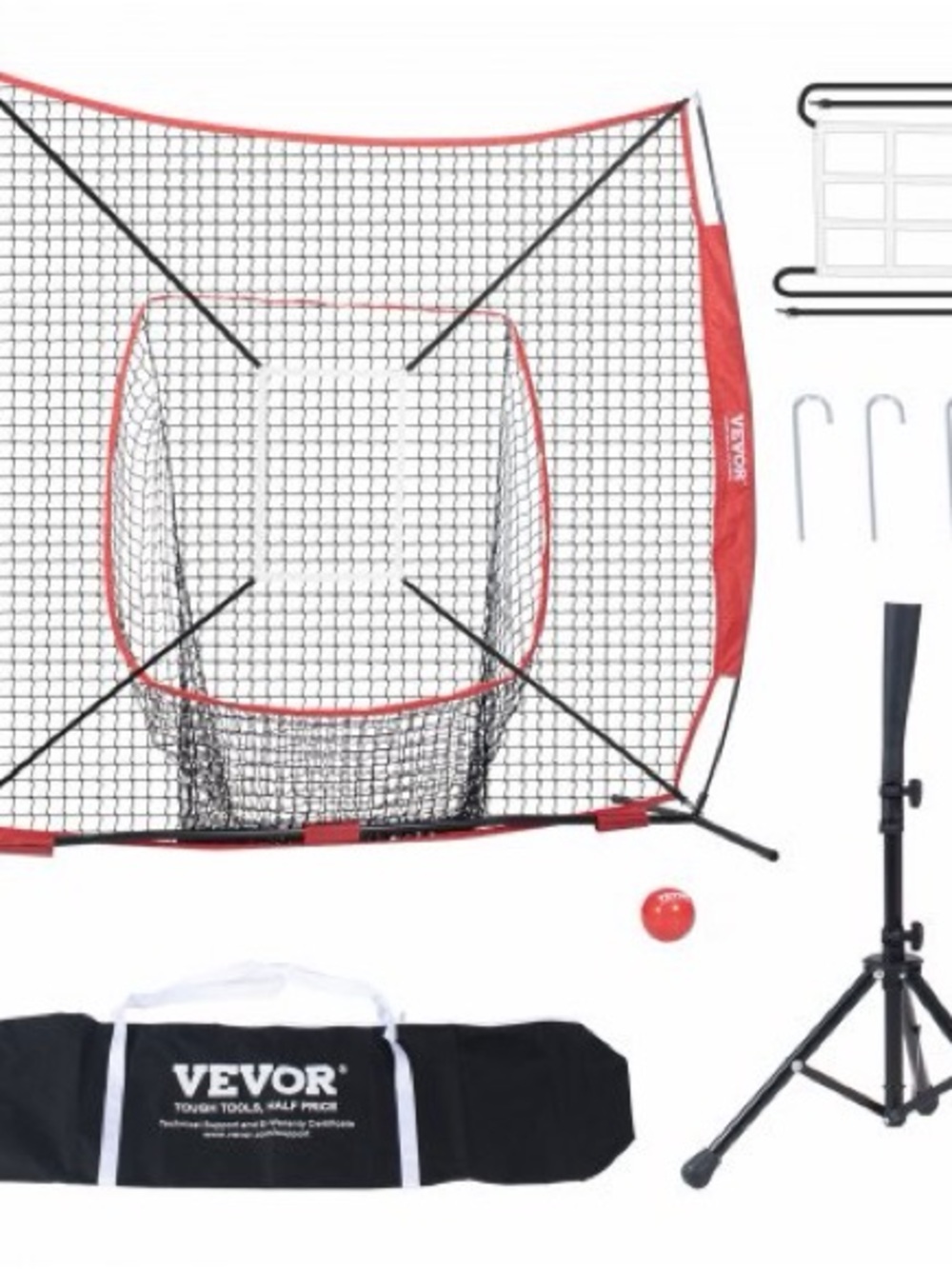 Red Portable Baseball/Softball Practice Net